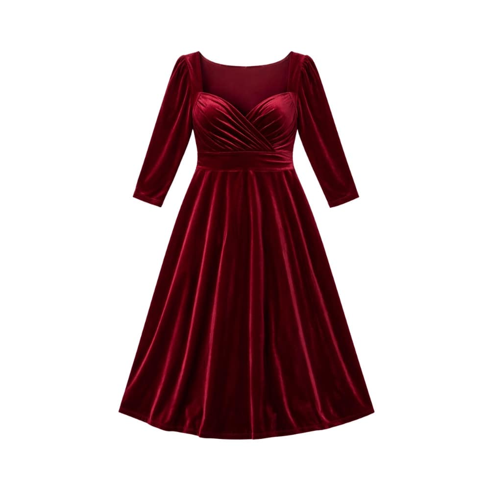 Elizabeth velvet maxi gown with wrap bodice and full skirt in stretch velvet