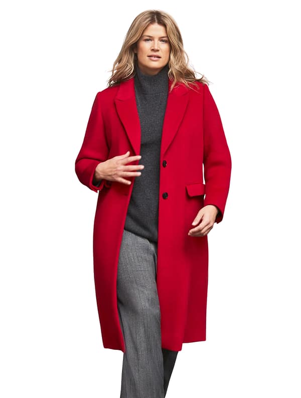 Red Wool Blend Tailored Coat