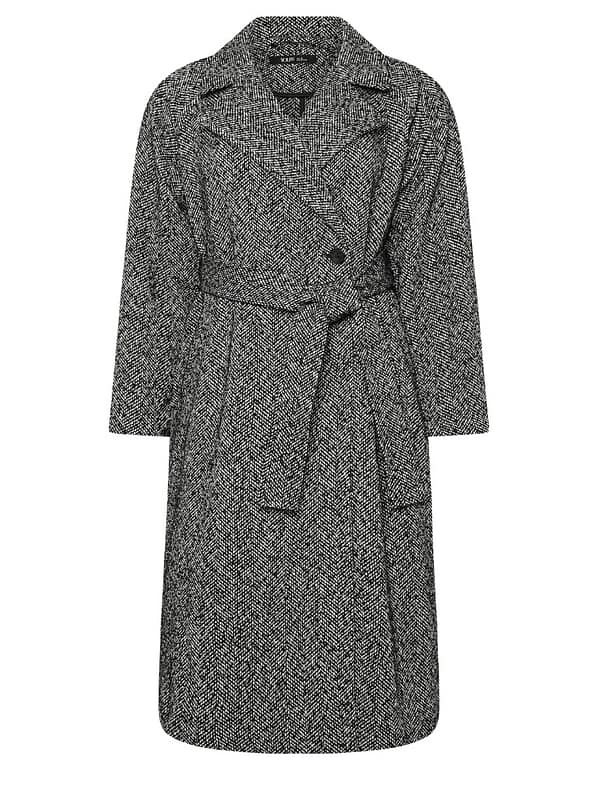 Herringbone Belted Maxi Coat