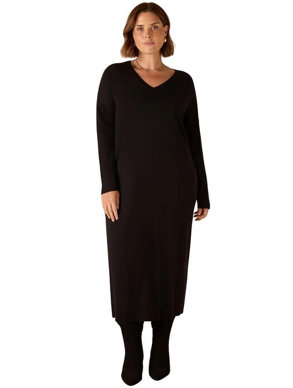 V Neck Knit Jumper Dress