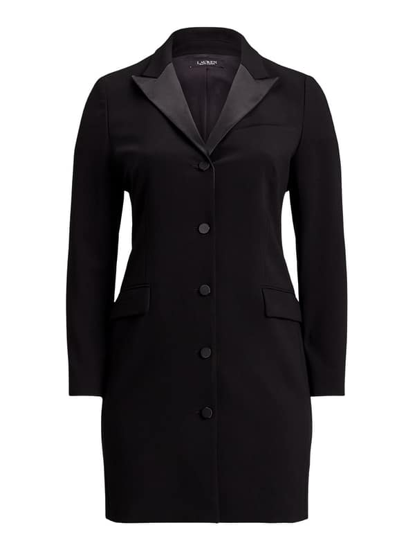 Satin Trim Double Faced Crepe Dress